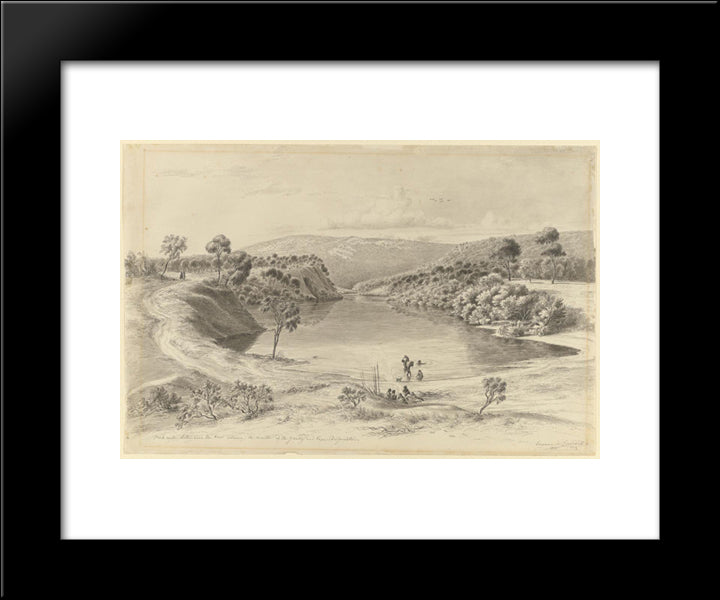 Fresh Water Lake Near The Coast Between The Mouth Of The Glenelg And Cape Bridgewater 20x24 Black Modern Wood Framed Art Print Poster by von Guerard, Eugene