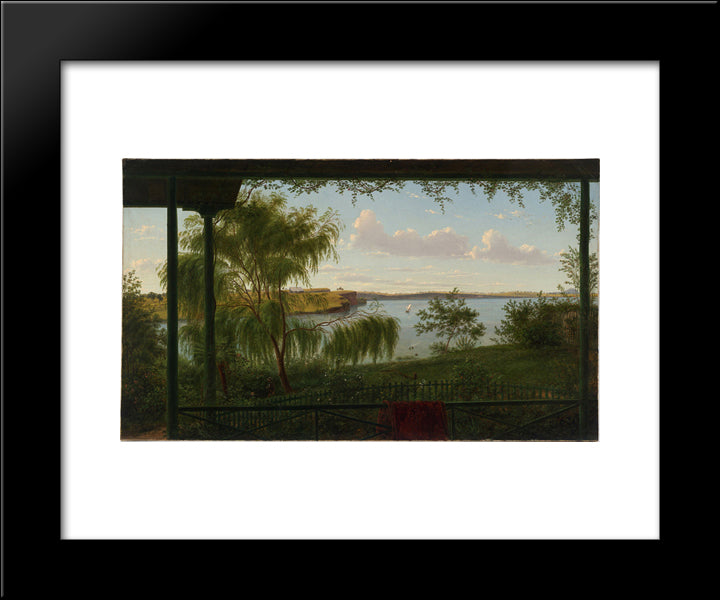 From The Verandah Of Purrumbete 20x24 Black Modern Wood Framed Art Print Poster by von Guerard, Eugene
