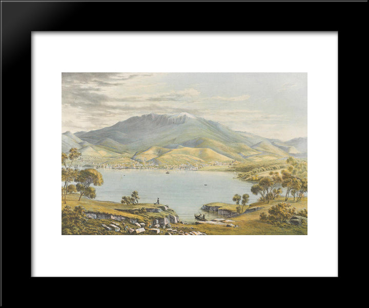 Hobart Town 20x24 Black Modern Wood Framed Art Print Poster by von Guerard, Eugene