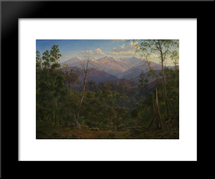 Mount Kosciusko, Seen From The Victorian Border (Mount Hope Ranges) 20x24 Black Modern Wood Framed Art Print Poster by von Guerard, Eugene