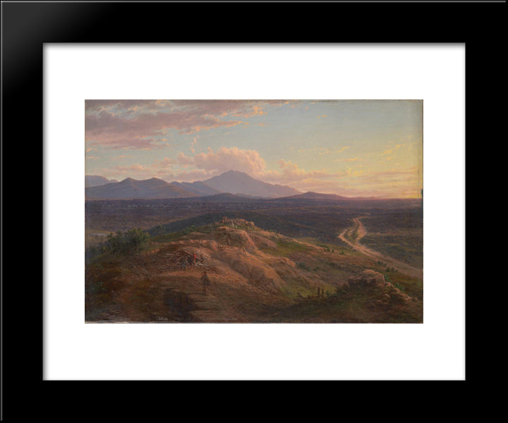 Mount Langi From Pleasant Creek 20x24 Black Modern Wood Framed Art Print Poster by von Guerard, Eugene