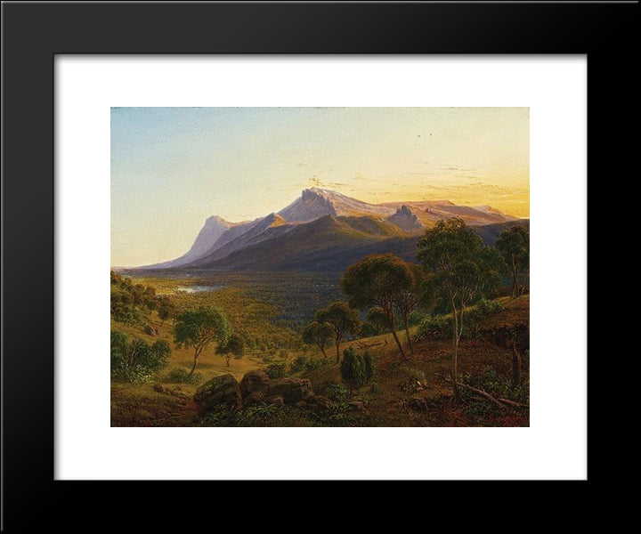 Mount William As From Mount Dryden In The Grampians, Victoria 20x24 Black Modern Wood Framed Art Print Poster by von Guerard, Eugene