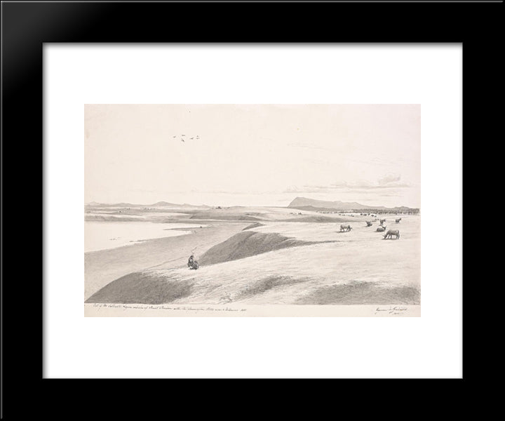 Part Of The Saltwater Lagoon And View Of Mount Macedon With The Flemington Hills Near Melbourne 20x24 Black Modern Wood Framed Art Print Poster by von Guerard, Eugene