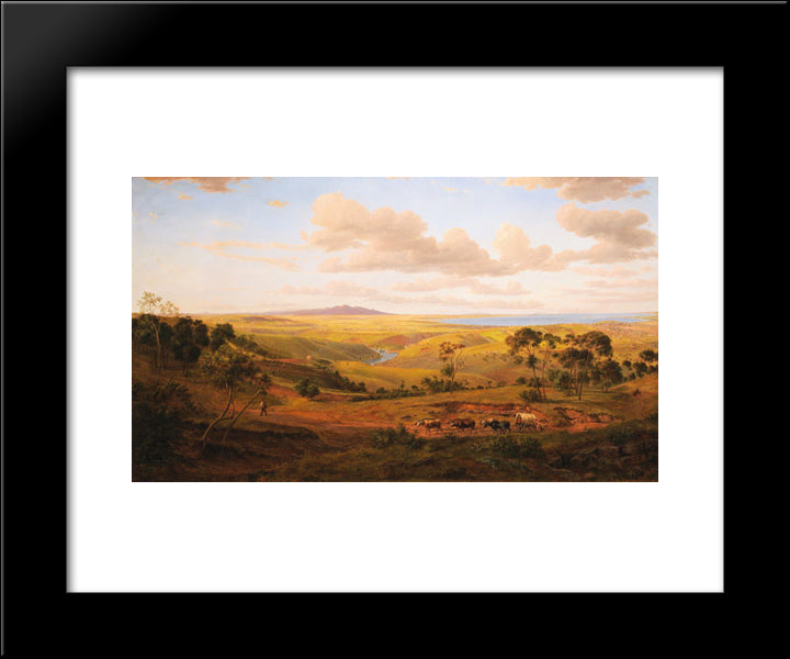 View Of Geelong 20x24 Black Modern Wood Framed Art Print Poster by von Guerard, Eugene