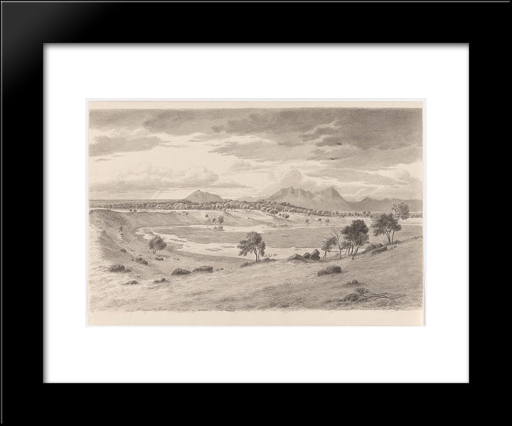 View Of Mount Sturgeon And Abrupt From The Crater Of Bald Hill, An Extinct Volcano 20x24 Black Modern Wood Framed Art Print Poster by von Guerard, Eugene