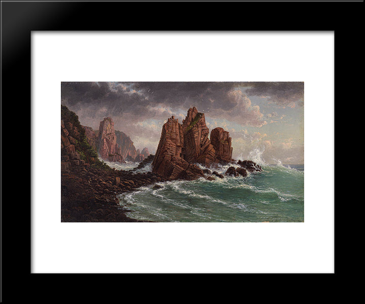 View Of The Granite Rocks At Cape Woolamai 20x24 Black Modern Wood Framed Art Print Poster by von Guerard, Eugene