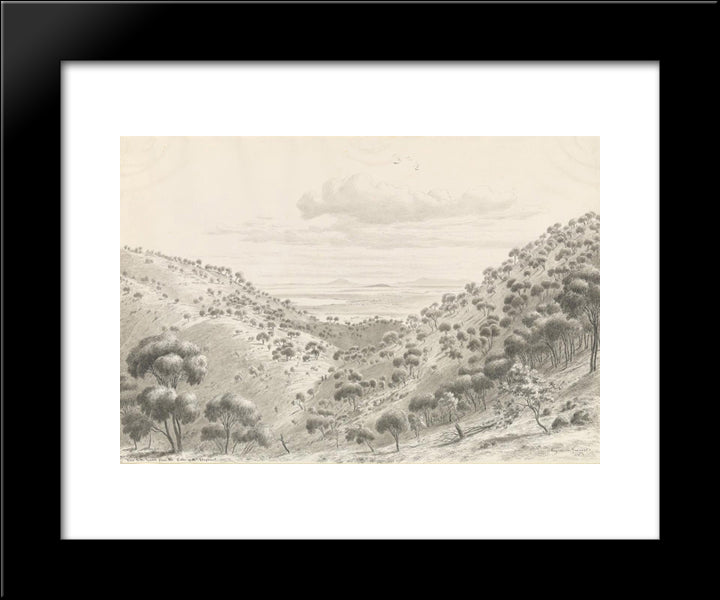 View To The Pyrenees From The Crater Of Mt Elephant 20x24 Black Modern Wood Framed Art Print Poster by von Guerard, Eugene