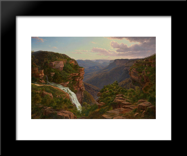 Weatherboard Creek Falls, Jamieson'S Valley, New South Wales 20x24 Black Modern Wood Framed Art Print Poster by von Guerard, Eugene