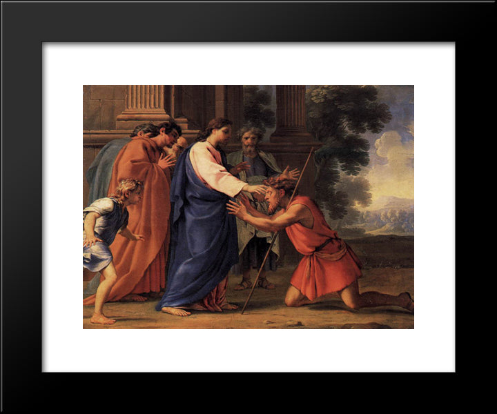 Christ Healing The Blind Man 20x24 Black Modern Wood Framed Art Print Poster by Le Sueur, Eustache