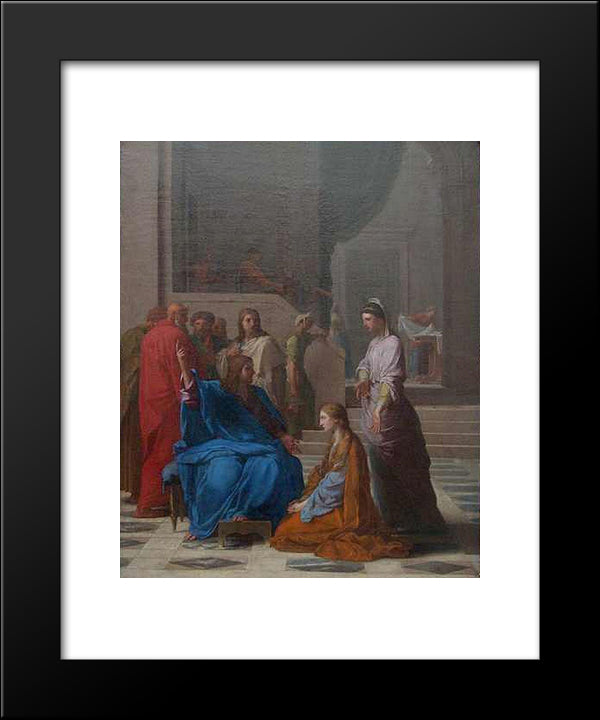 Jesus Chez Marthe Et Marie 20x24 Black Modern Wood Framed Art Print Poster by Le Sueur, Eustache