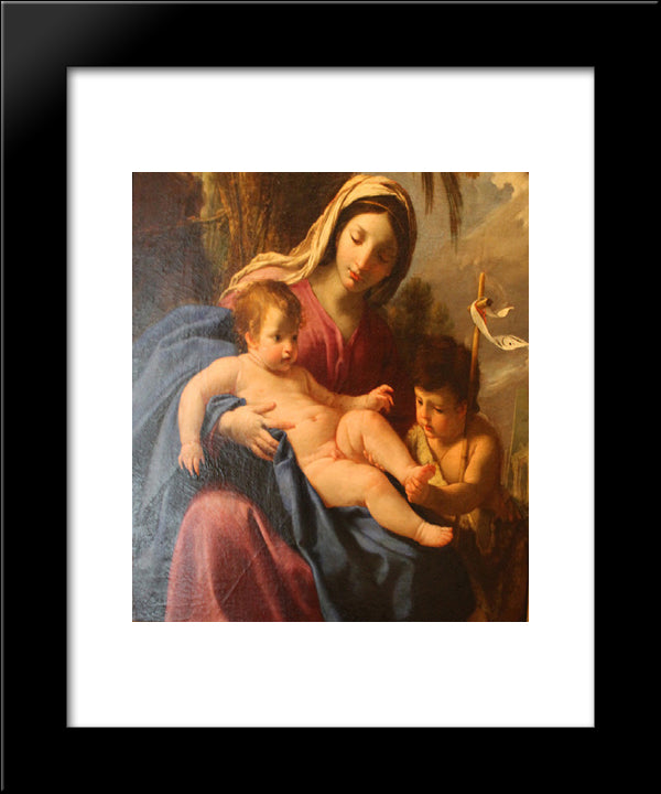 La Vierge Et L'Enfant Jesus Avec Saint Jean Baptiste 20x24 Black Modern Wood Framed Art Print Poster by Le Sueur, Eustache