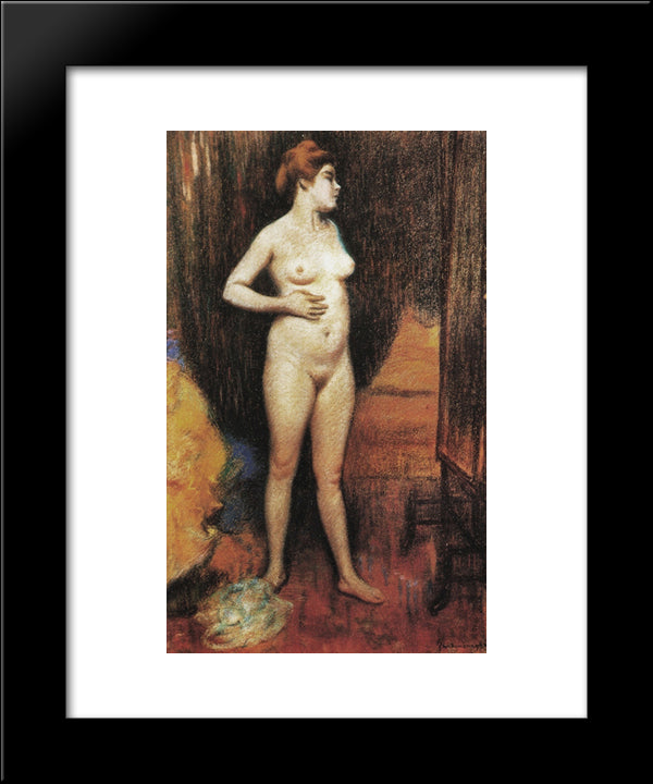 Naked Woman In The Mirror 20x24 Black Modern Wood Framed Art Print Poster by Zandomeneghi, Federico