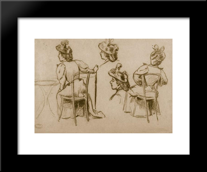 Study Of Figures 20x24 Black Modern Wood Framed Art Print Poster by Zandomeneghi, Federico