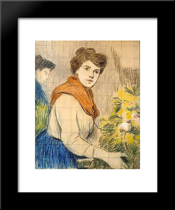The Flower Seller 20x24 Black Modern Wood Framed Art Print Poster by Zandomeneghi, Federico