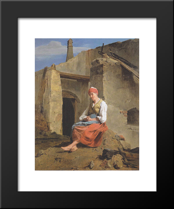 At The Ruins Of The Fire 20x24 Black Modern Wood Framed Art Print Poster by Waldmuller, Ferdinand Georg