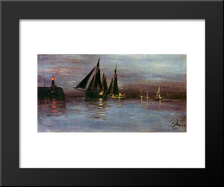 Lighthouse 20x24 Black Modern Wood Framed Art Print Poster by Ruszczyc, Ferdynand