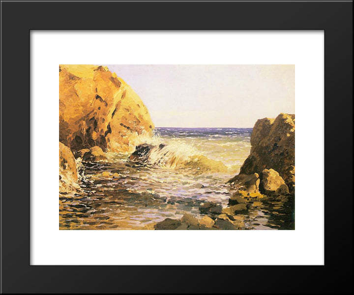 Morze I Skaly 20x24 Black Modern Wood Framed Art Print Poster by Ruszczyc, Ferdynand