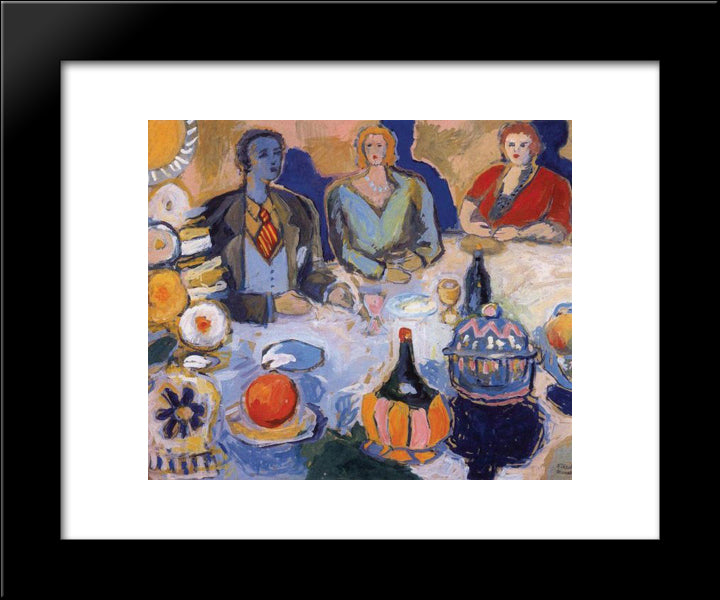 Ziyafet 20x24 Black Modern Wood Framed Art Print Poster by Saygi, Fikret Mualla