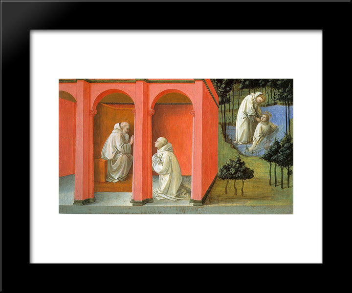 St. Benedict Orders St. Maurus To The Rescue Of St. Placidus 20x24 Black Modern Wood Framed Art Print Poster by Lippi, Filippo