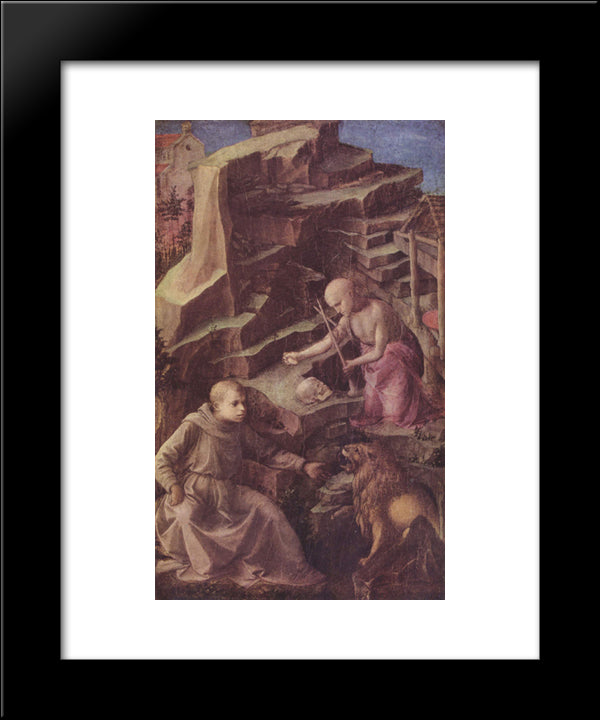 St. Jerome In The Desert 20x24 Black Modern Wood Framed Art Print Poster by Lippi, Filippo