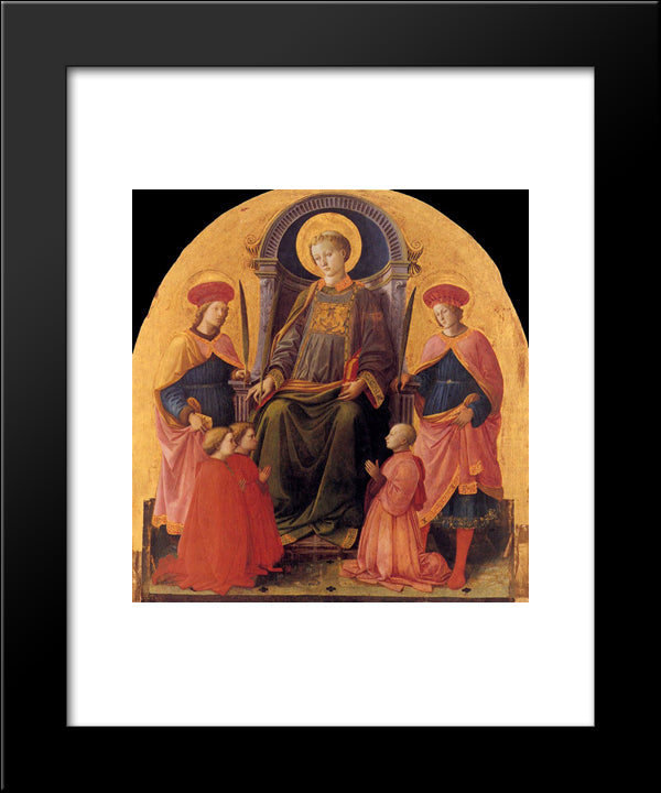 St. Lawrence Enthroned With Saints And Donors 20x24 Black Modern Wood Framed Art Print Poster by Lippi, Filippo