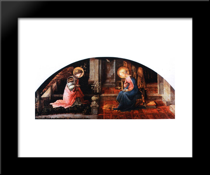 The Annunciation 20x24 Black Modern Wood Framed Art Print Poster by Lippi, Filippo