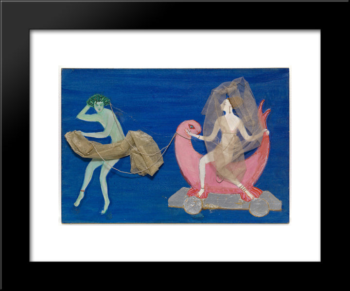 Costume Design (Aphrodite On A Dolphin...) For Artist'S Ballet Orphee Of The Quat-Z-Arts 20x24 Black Modern Wood Framed Art Print Poster by Stettheimer, Florine