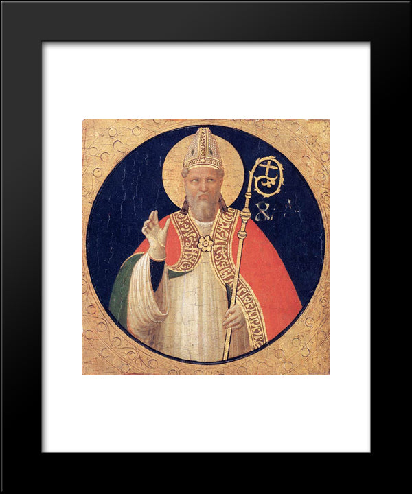 A Bishop Saint 20x24 Black Modern Wood Framed Art Print Poster by Angelico, Fra