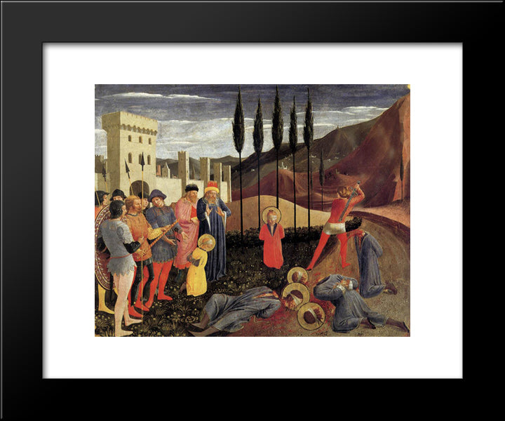 Beheading Of Saint Cosmas And Saint Damian 20x24 Black Modern Wood Framed Art Print Poster by Angelico, Fra