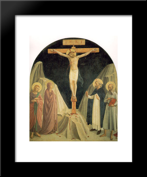 Crucified Christ With Saint John The Evangelist 20x24 Black Modern Wood Framed Art Print Poster by Angelico, Fra