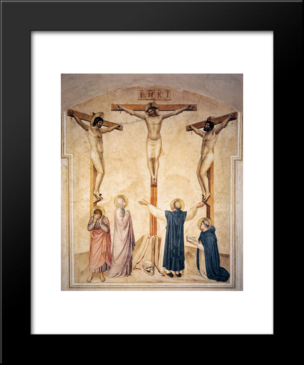 Crucifixion With Mourners And Sts. Dominic And Thomas Aquinas 20x24 Black Modern Wood Framed Art Print Poster by Angelico, Fra