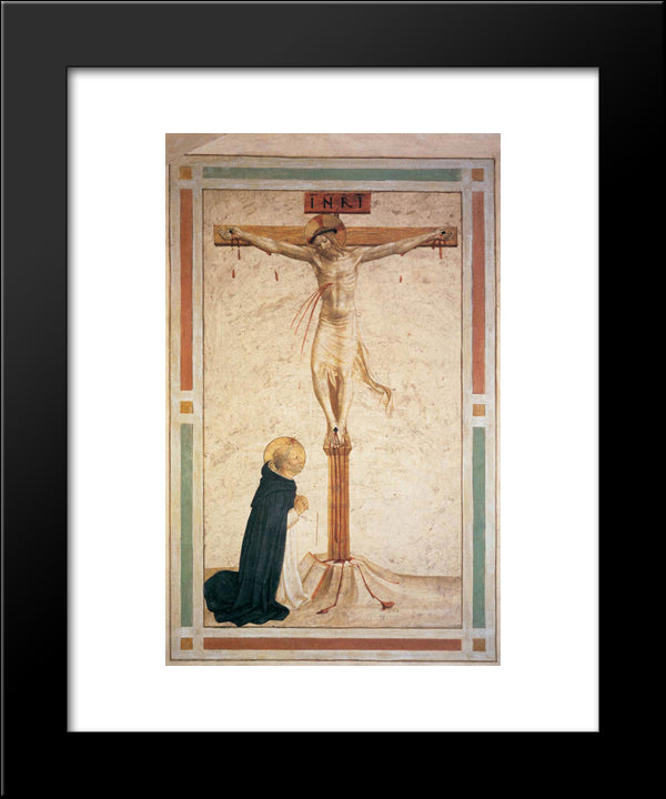 Crucifixion With St. Dominic 20x24 Black Modern Wood Framed Art Print Poster by Angelico, Fra