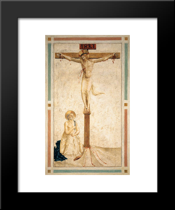 Crucifixion With St. Dominic Flagellating Himself 20x24 Black Modern Wood Framed Art Print Poster by Angelico, Fra