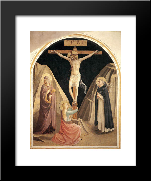 Crucifixion With The Virgin, Mary Magdalene And St. Dominic 20x24 Black Modern Wood Framed Art Print Poster by Angelico, Fra