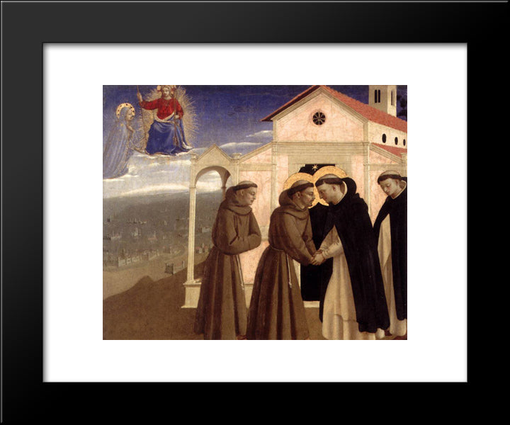 Meeting Of St. Francis And St. Dominic 20x24 Black Modern Wood Framed Art Print Poster by Angelico, Fra
