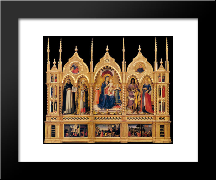 Perugia Altarpiece 20x24 Black Modern Wood Framed Art Print Poster by Angelico, Fra