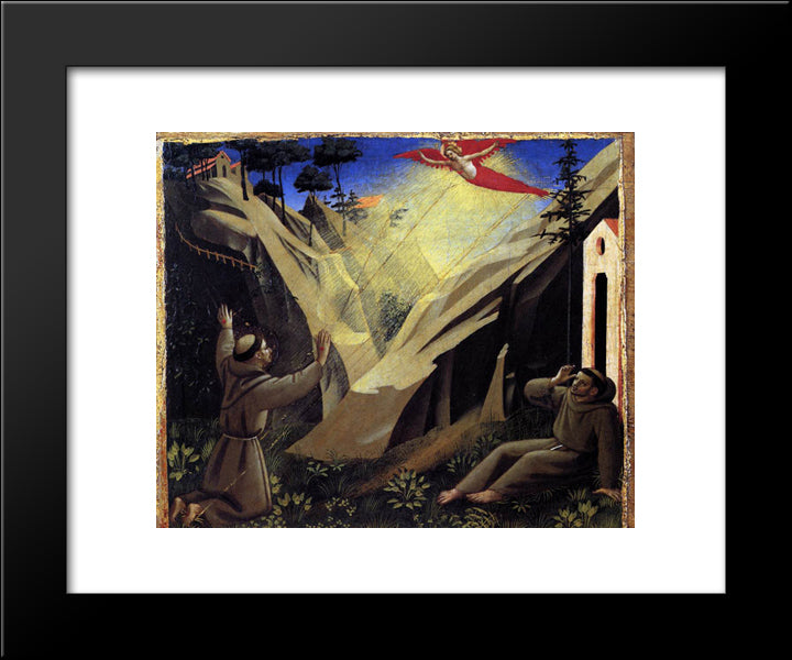 Receiving The Stigmata 20x24 Black Modern Wood Framed Art Print Poster by Angelico, Fra