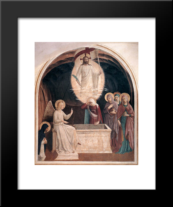 Resurrection Of Christ And Women At The Tomb 20x24 Black Modern Wood Framed Art Print Poster by Angelico, Fra