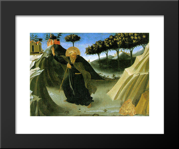Saint Anthony The Abbot Tempted By A Lump Of Gold 20x24 Black Modern Wood Framed Art Print Poster by Angelico, Fra