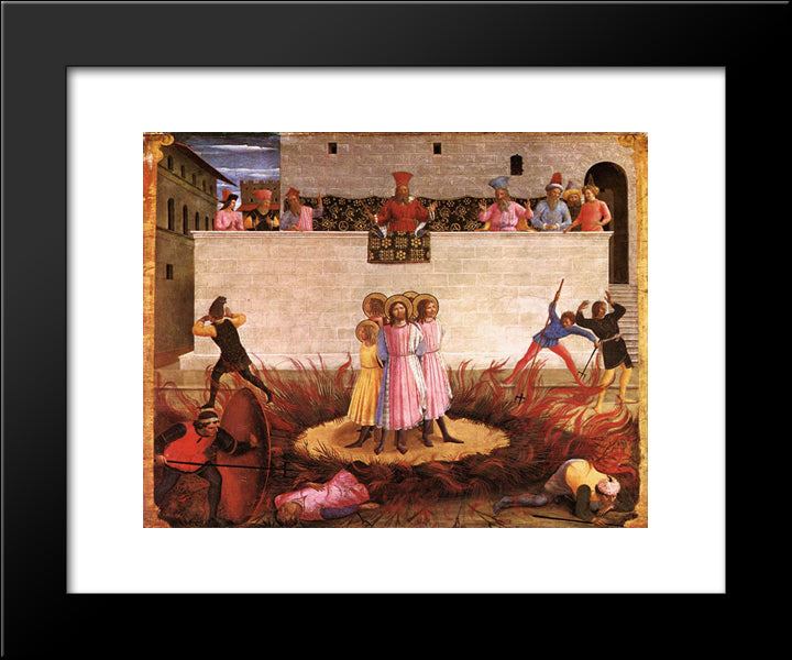 Saint Cosmas And Saint Damian Condamned 20x24 Black Modern Wood Framed Art Print Poster by Angelico, Fra