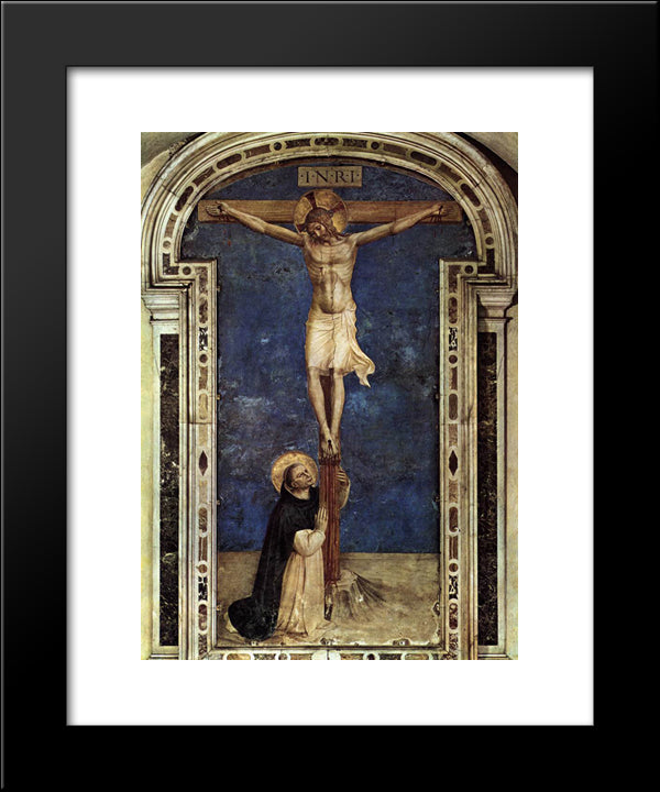 Saint Dominic Adoring The Crucifixion 20x24 Black Modern Wood Framed Art Print Poster by Angelico, Fra