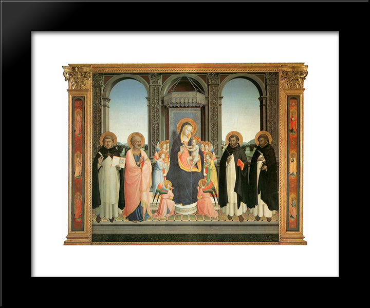 San Domenico Altarpiece 20x24 Black Modern Wood Framed Art Print Poster by Angelico, Fra