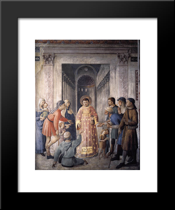 St. Lawrence Giving Alms 20x24 Black Modern Wood Framed Art Print Poster by Angelico, Fra