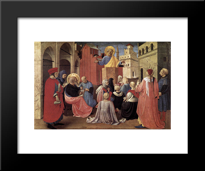St. Peter Preaching In The Presence Of St. Mark 20x24 Black Modern Wood Framed Art Print Poster by Angelico, Fra