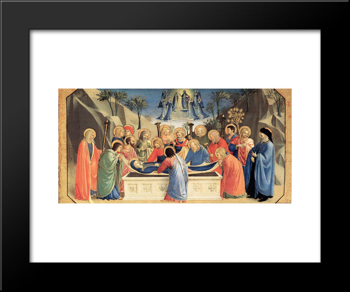 The Burial Of The Virgin And The Reception Of Her Soul In Heaven 20x24 Black Modern Wood Framed Art Print Poster by Angelico, Fra