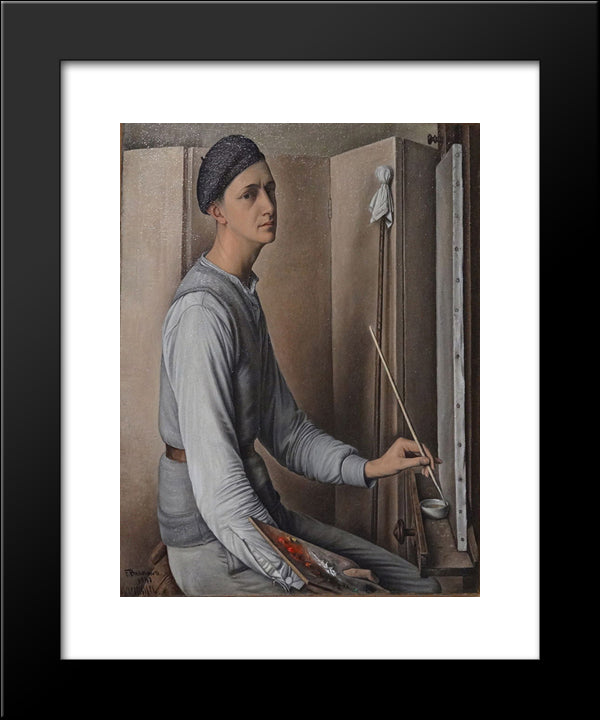 Self-Portrait 20x24 Black Modern Wood Framed Art Print Poster by Barraud, Francois