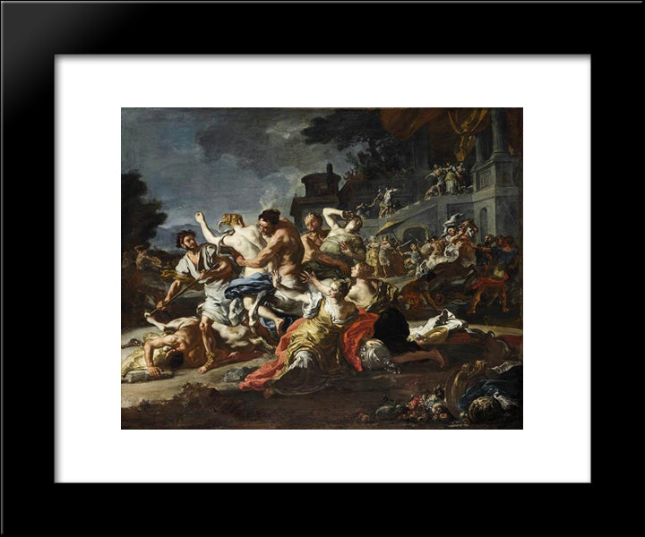 Battle Between Lapiths And Centaurs 20x24 Black Modern Wood Framed Art Print Poster by Solimena, Francesco