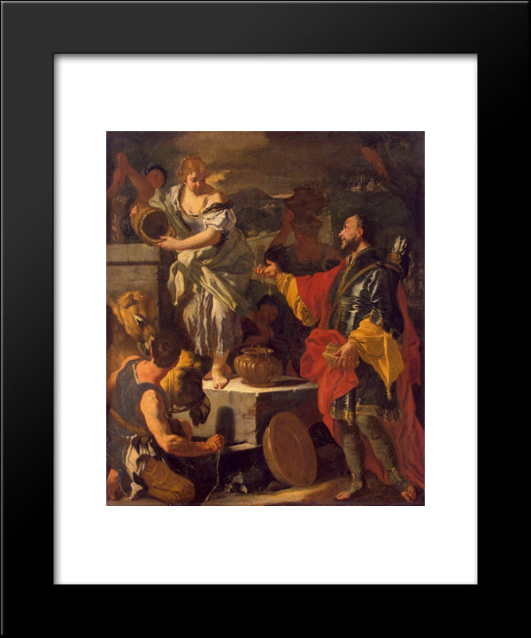 Rebecca And The Servant Of Abraham 20x24 Black Modern Wood Framed Art Print Poster by Solimena, Francesco