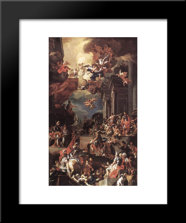 The Massacre Of The Giustiniani At Chios 20x24 Black Modern Wood Framed Art Print Poster by Solimena, Francesco