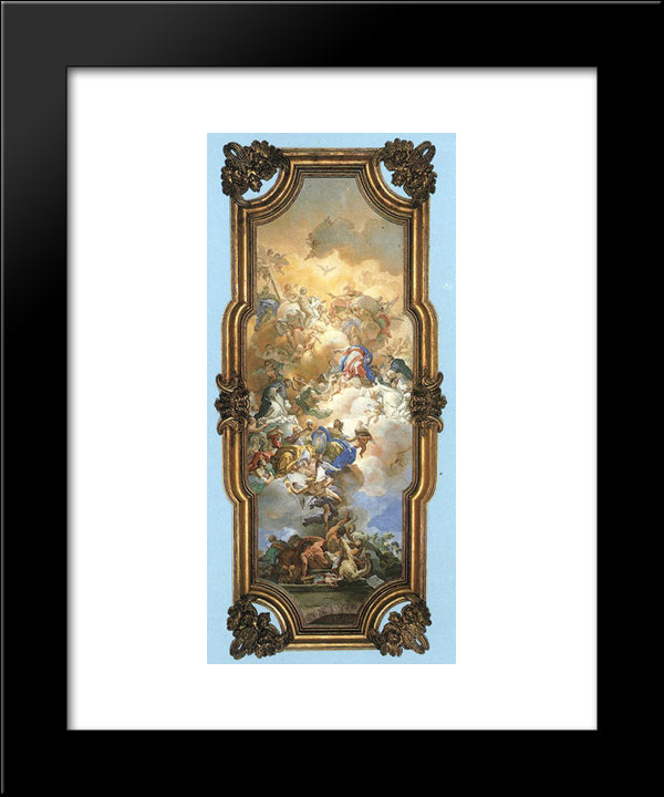 The Trinity, The Madonna And St. Dominic 20x24 Black Modern Wood Framed Art Print Poster by Solimena, Francesco